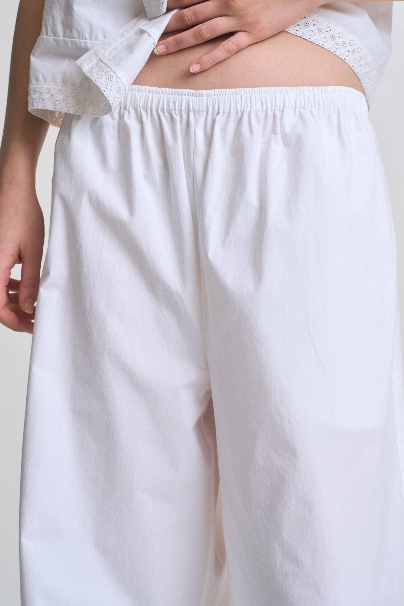 Grade & Gather - 50909 - EYELET HEM DETAILED COTTON PANTS