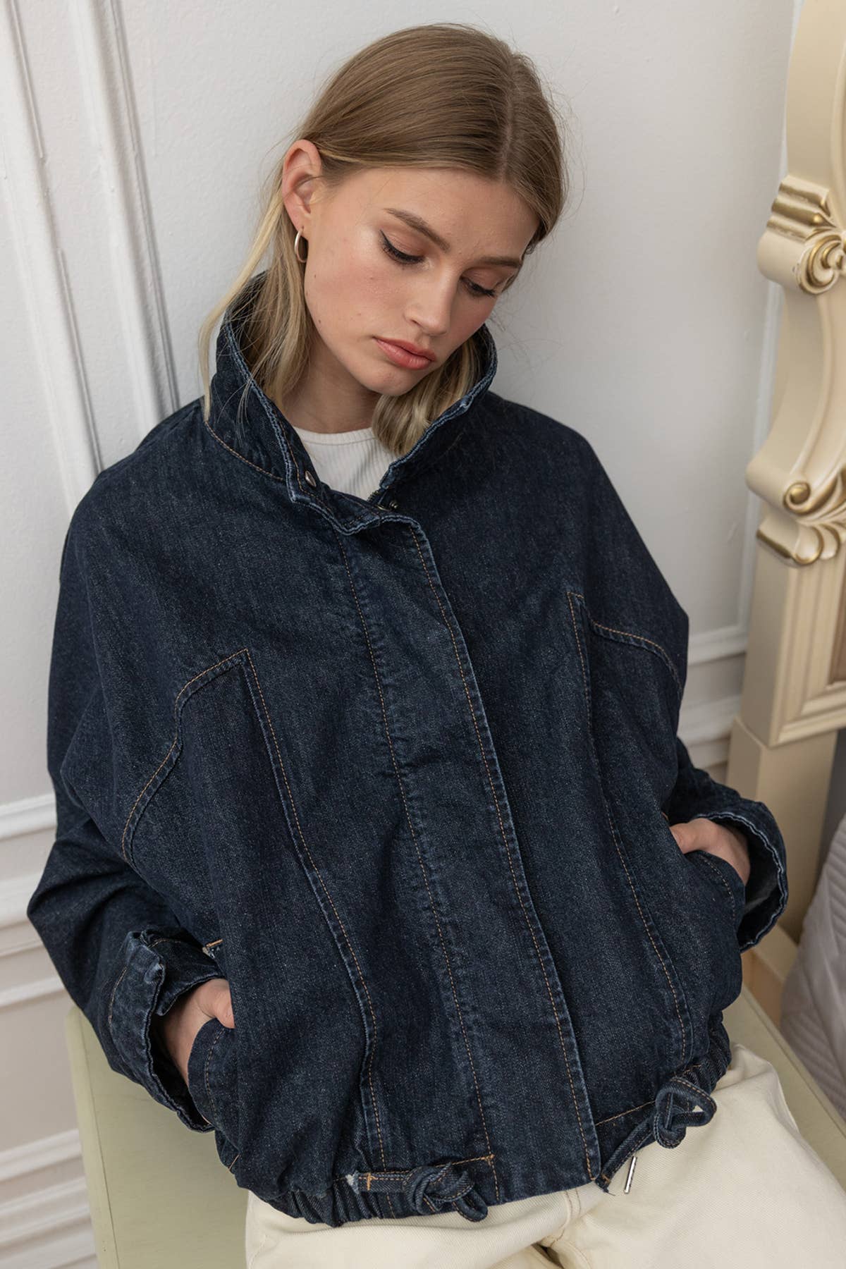 RAISONNEL - High Neck Waist Denim Jacket - RJ1120