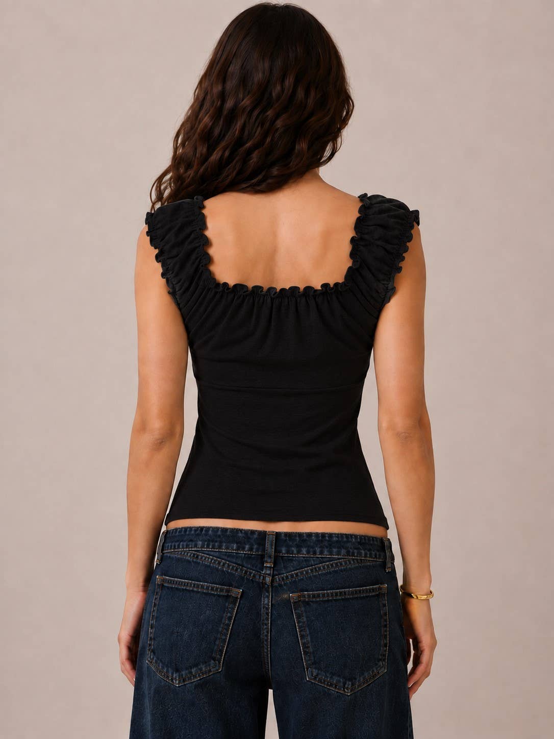 BUTTON DOWN FRIL DETAIL TANK TOP - Heart & Hips
