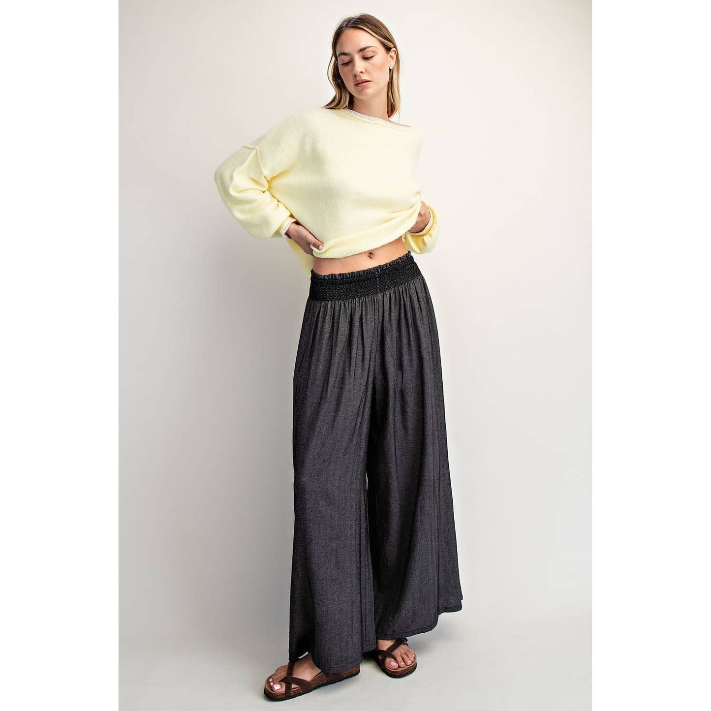 COTIERRA - LINEN-BLEND WIDE PANTS