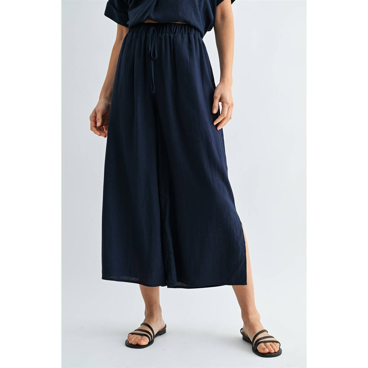 FUN2FUN - SIDE SLIT LINEN PANTS