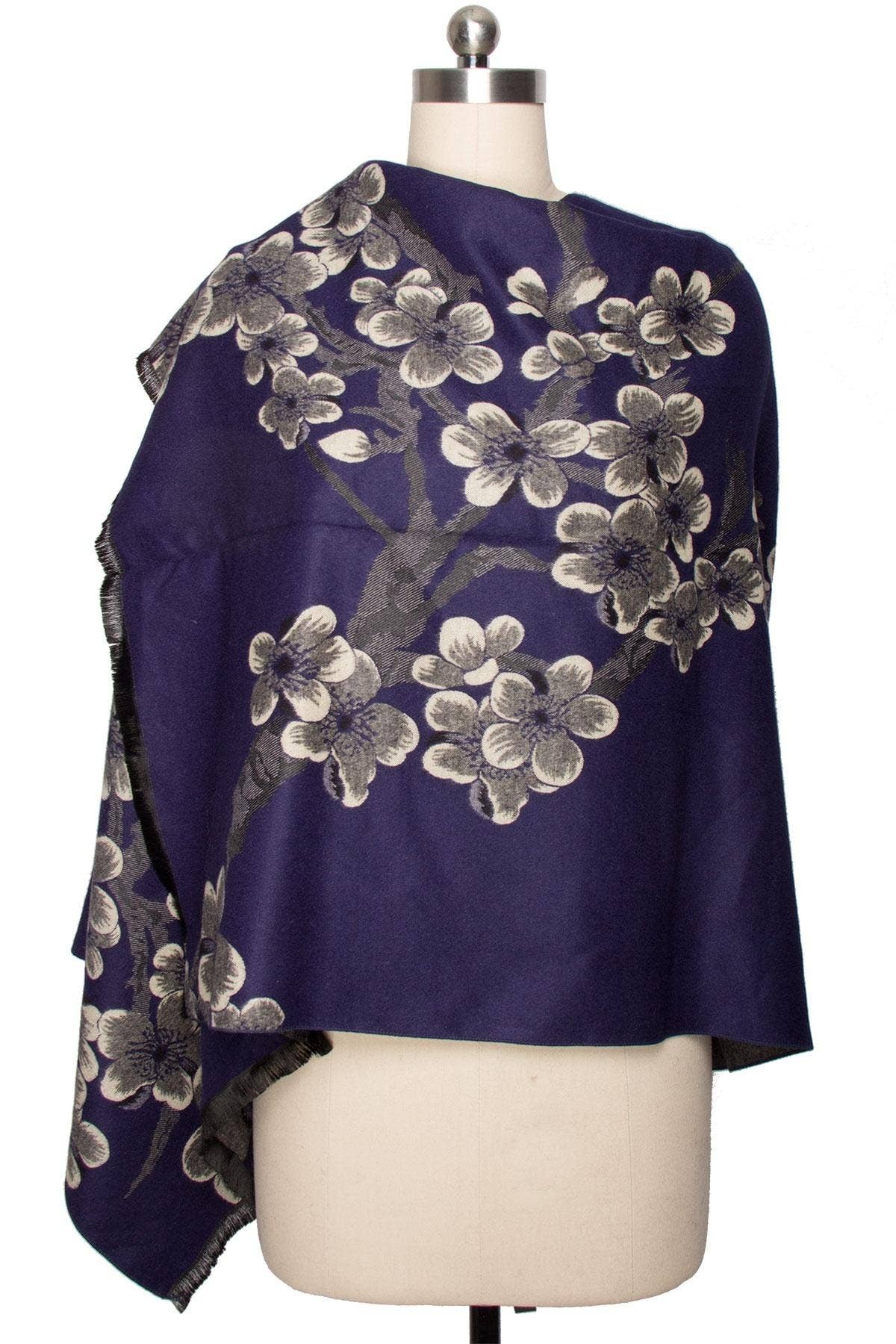 SAACHI - Two Color Floral Reversible Scarf