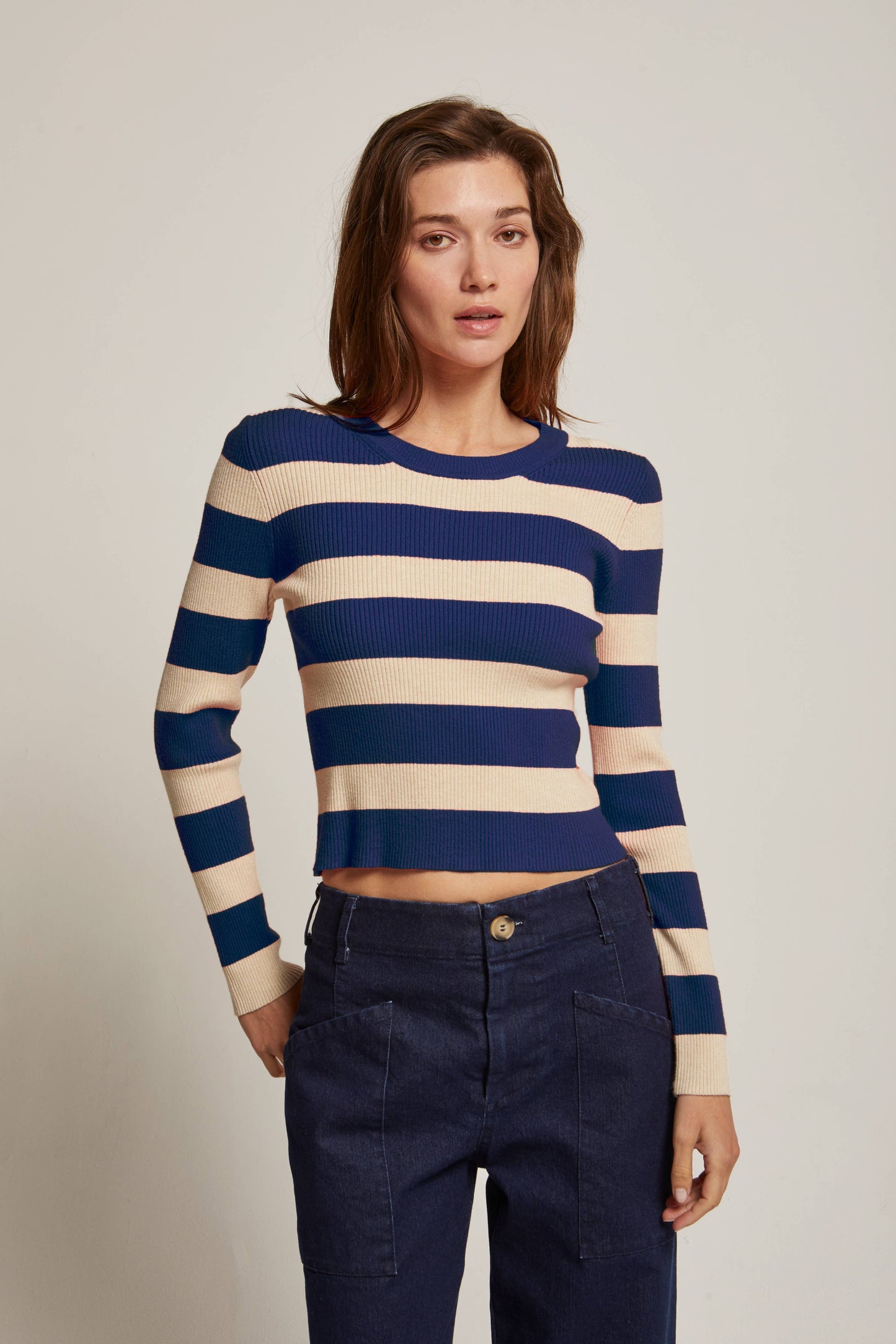Crescent - CT9564 - Lia Striped Rib Knit Top