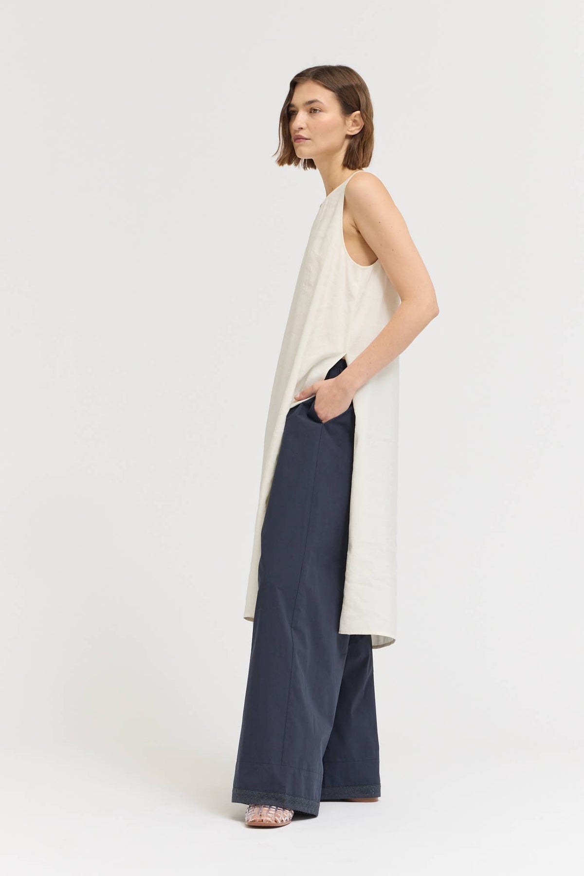 Grade & Gather - 50909 - EYELET HEM DETAILED COTTON PANTS