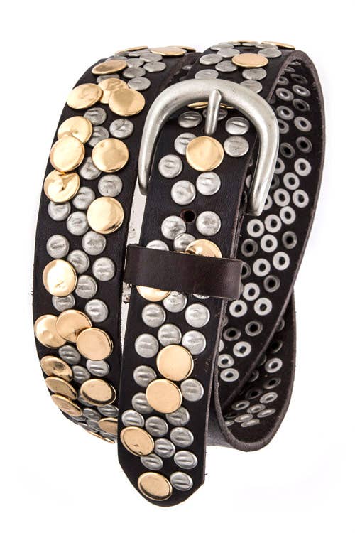 Rope & Spurs - Button Stud Brown Leather Belt