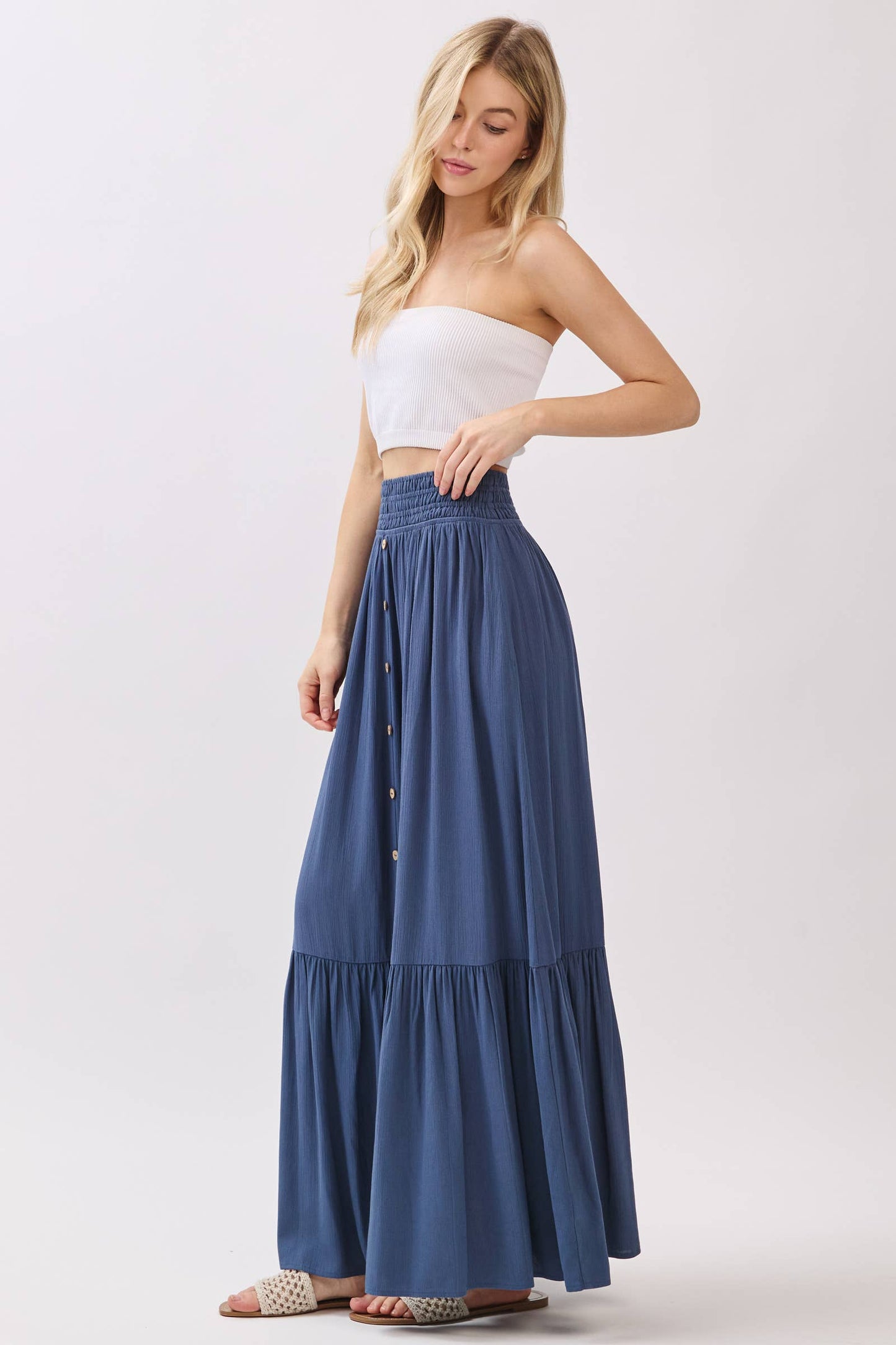 Ruffled Smocked Waist Tiered Maxi Skirt - Final Touch