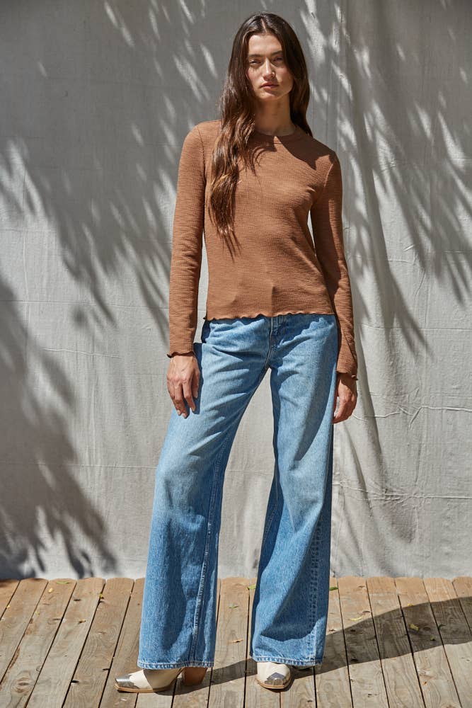 By Together - L9892 | Knit Cotton Polyester Spandex Round Neck Long Sleeve