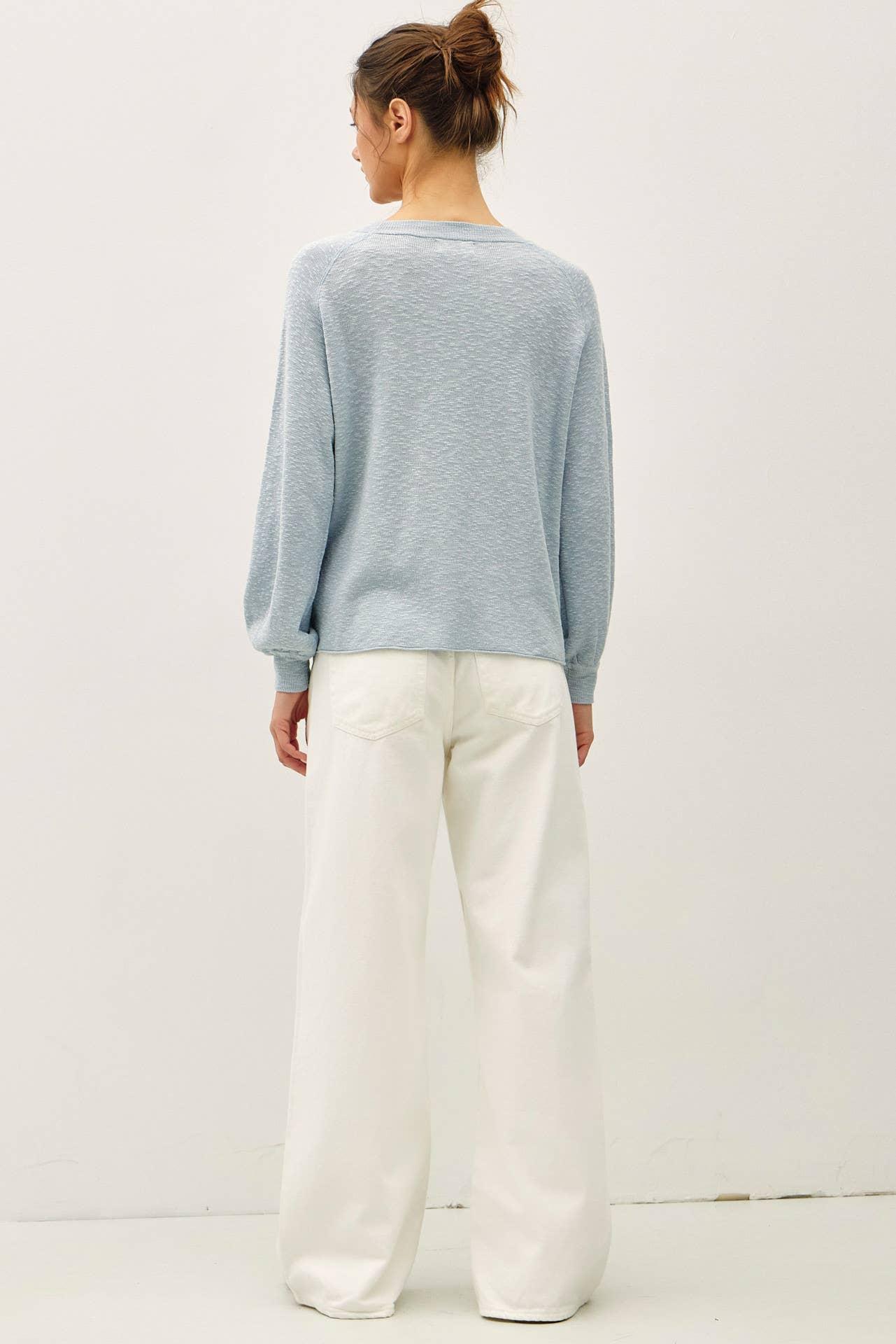Be Cool - RAGLAN LONG SLEEVE PULLOVER SLUB YARN KNIT SWEATER