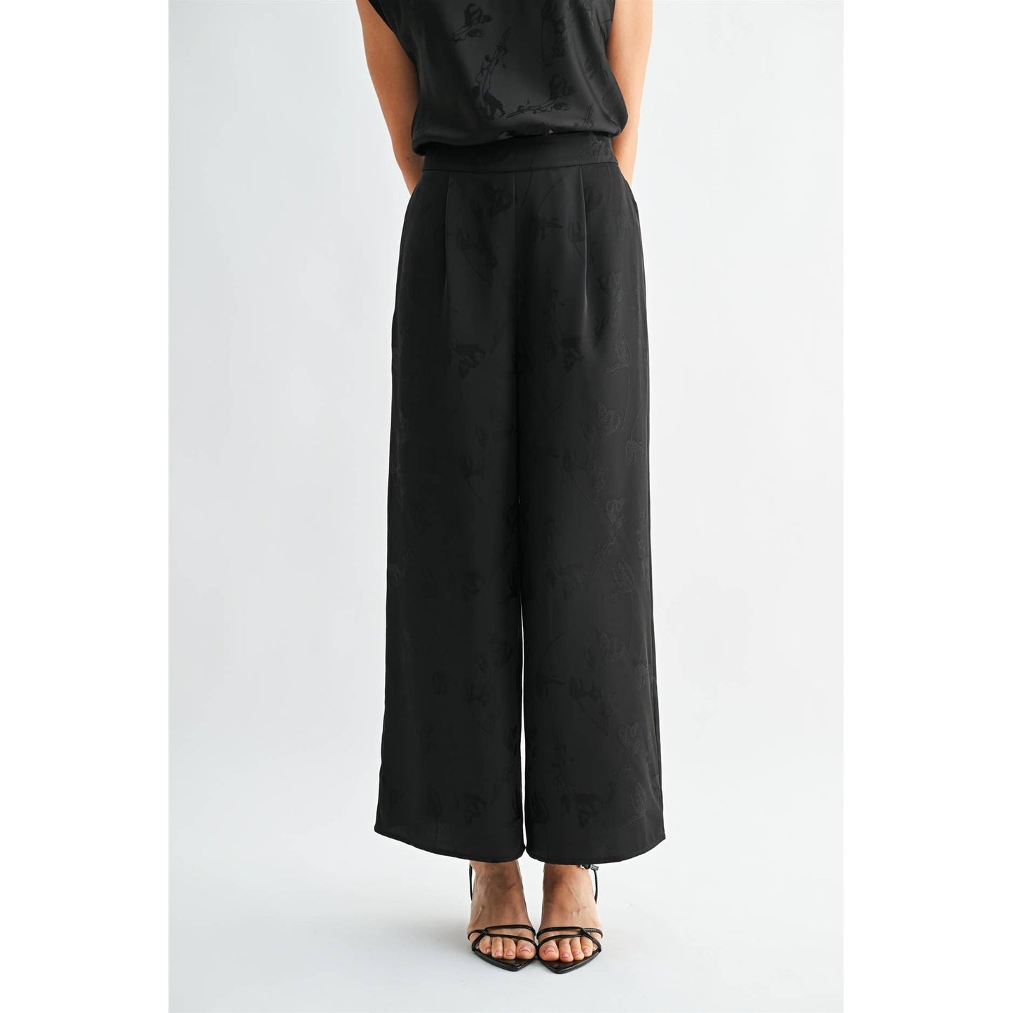 SATIN JACQUARD PANTS