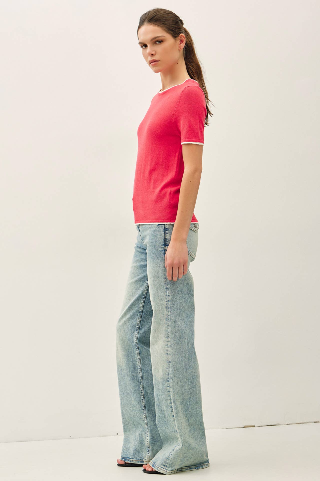 Be Cool - LAYERED LOOK ESSENTIAL SHORT SLEEVE  SWEATER TOP