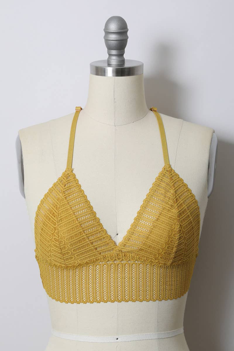 Leto Accessories - Ribbed Lace Boho Racerback Bralette