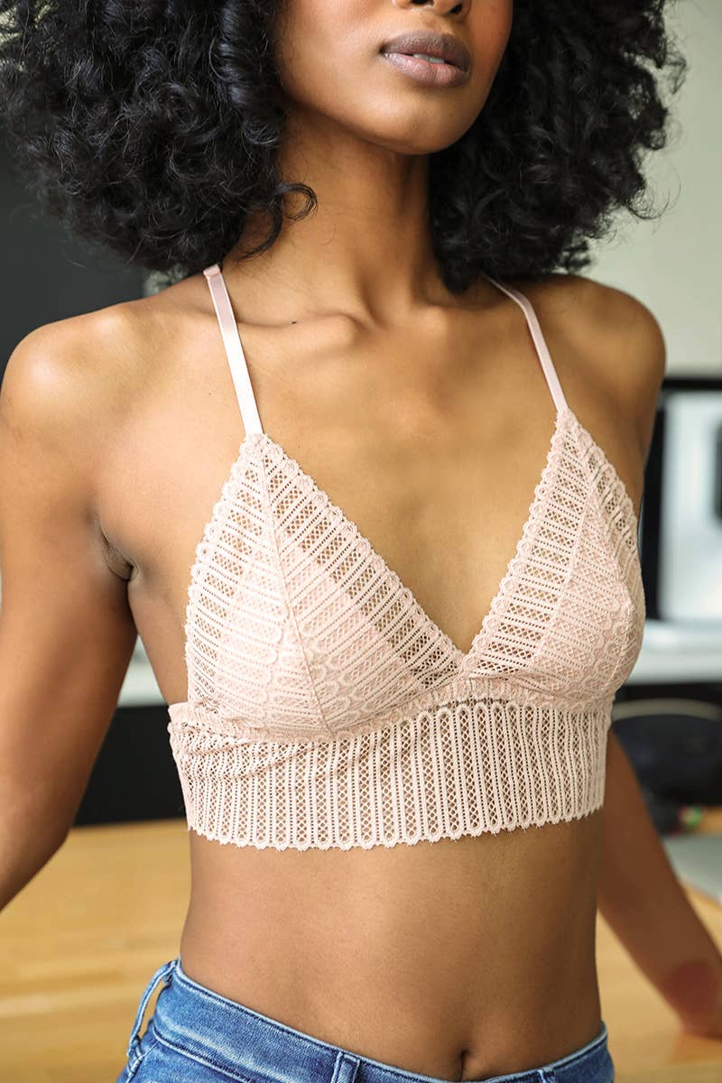 Leto Accessories - Ribbed Lace Boho Racerback Bralette