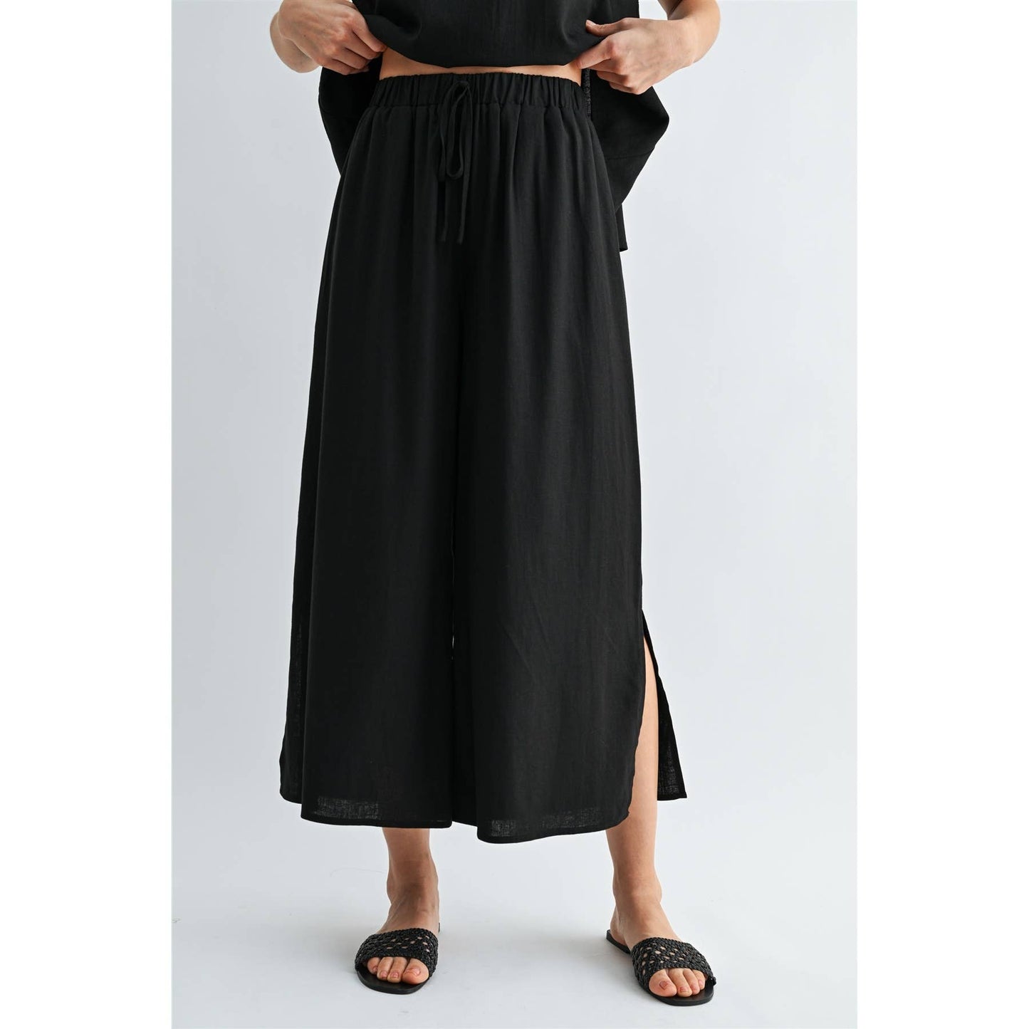 FUN2FUN - SIDE SLIT LINEN PANTS