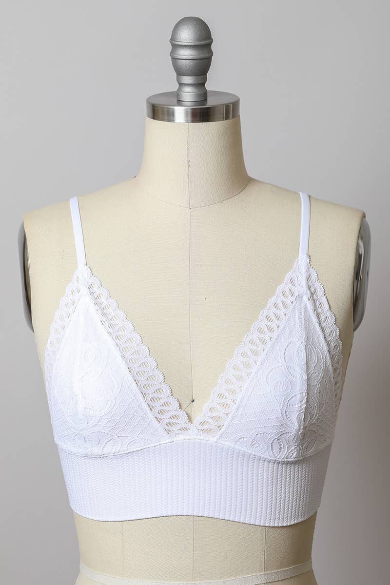 Leto Accessories - Lace Longline Seamless Bralette - Everyday Classic Style