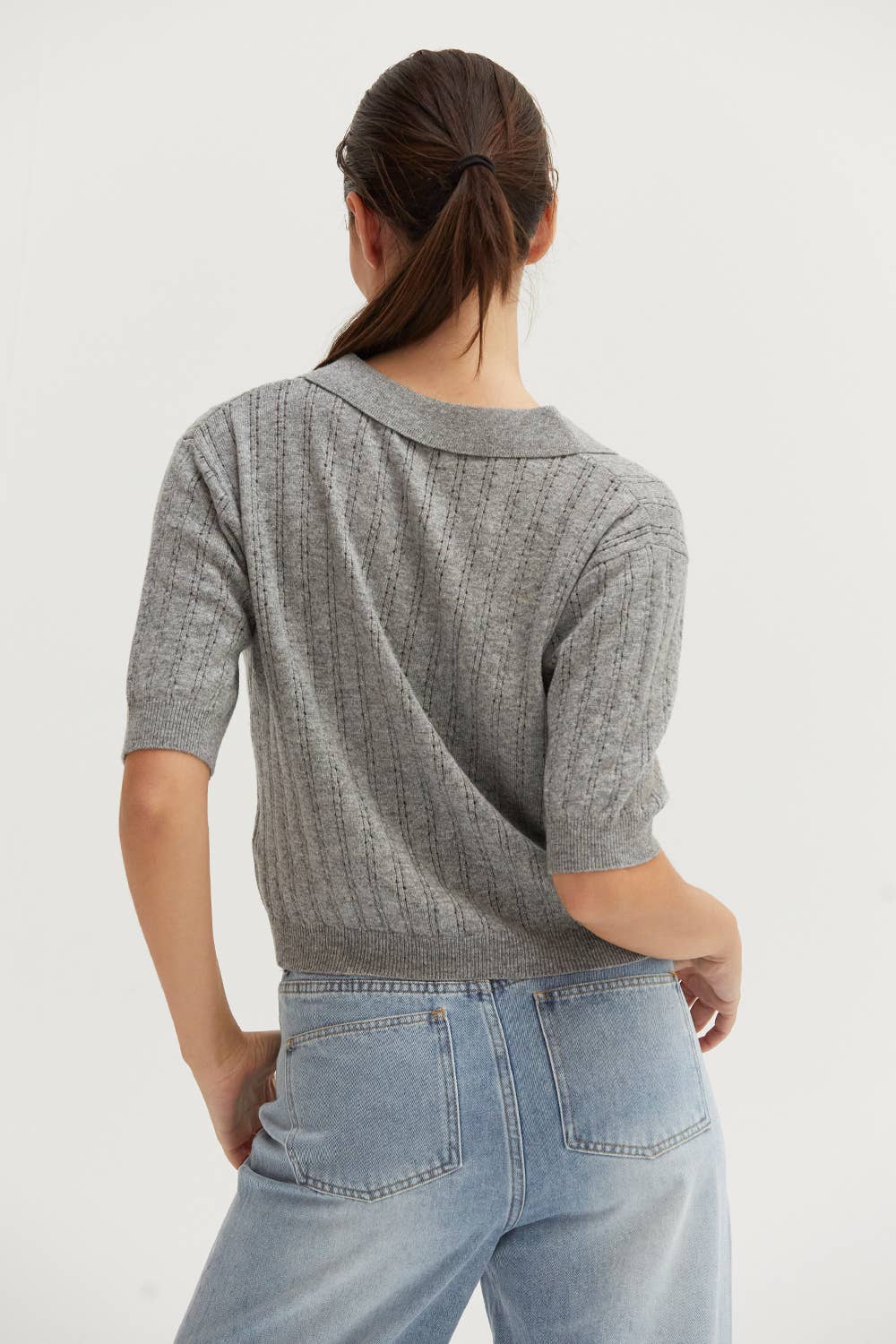 Crescent - CT9055 - Saman Pointelle Knit Polo Top