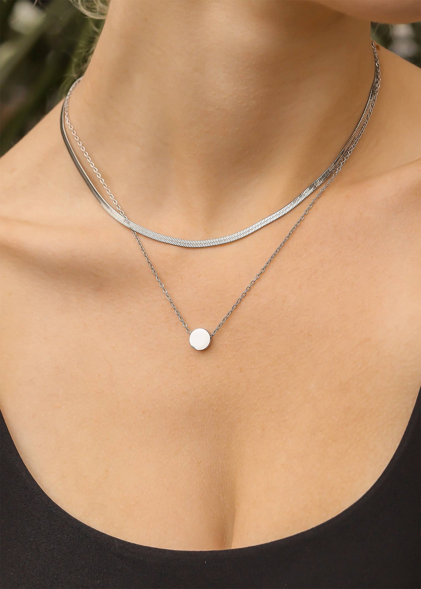 Stainless Steel Herringbone Chain Necklace