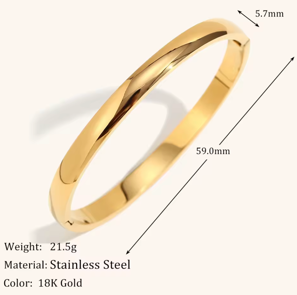 Sofia-Hinge Bangle 14K Gold  Waterproof- PVD plated
