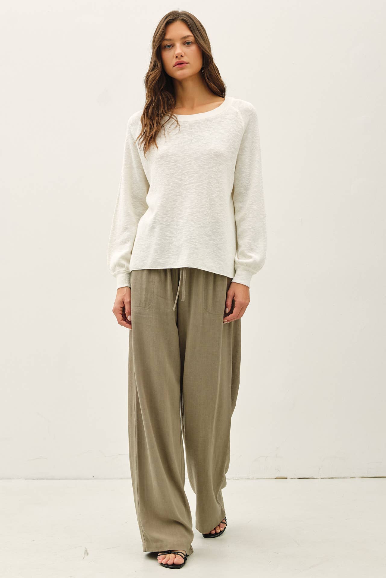 Be Cool - RAGLAN LONG SLEEVE PULLOVER SLUB YARN KNIT SWEATER