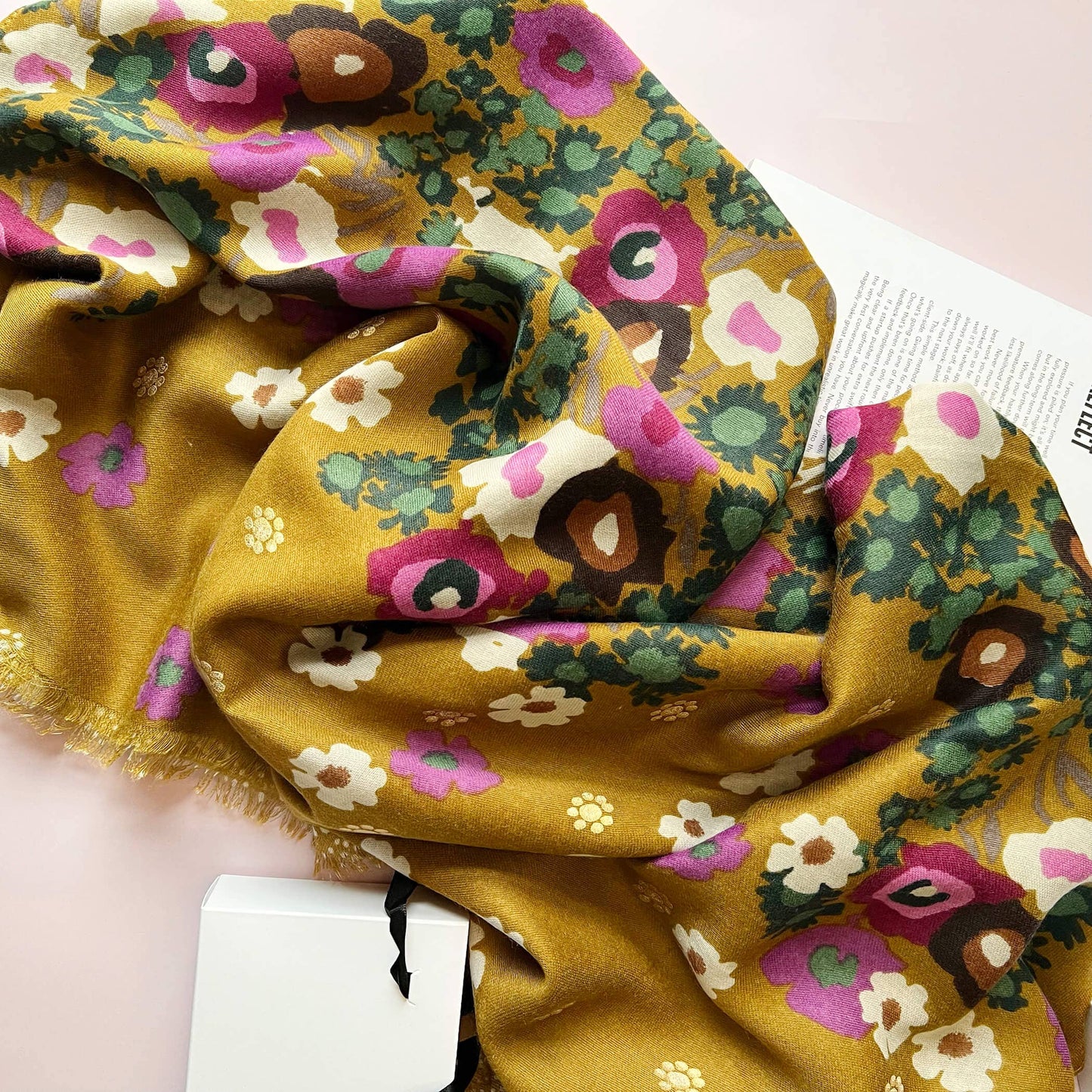 Studio Hop - Purple Poppy Dotty Stars Gold Foliage Scarf