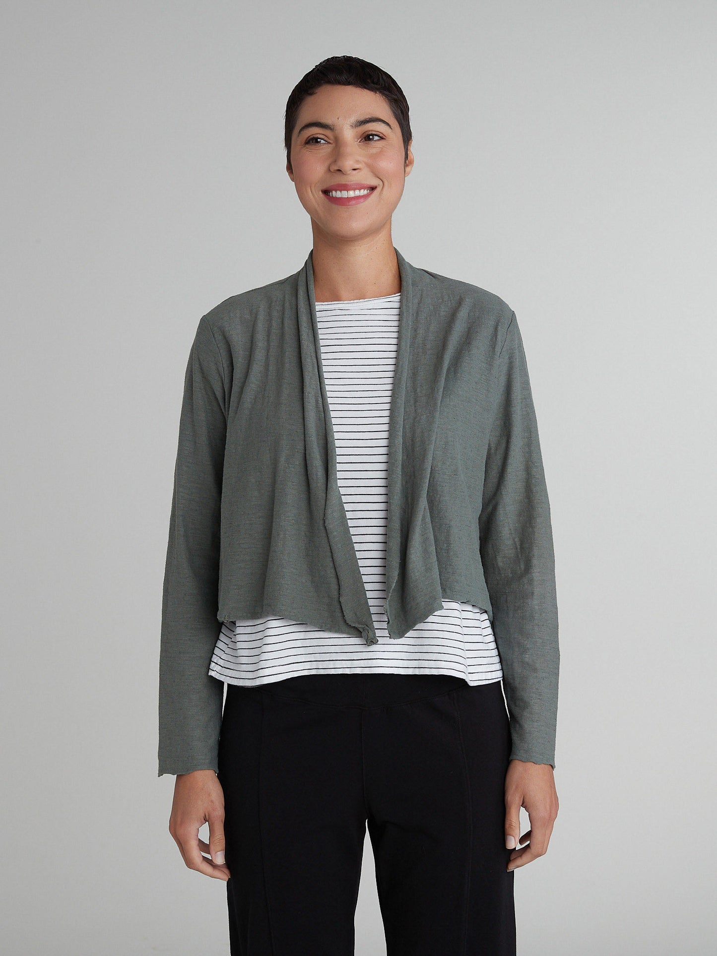 CROPPED CARDIGAN-LINEN/COTTON