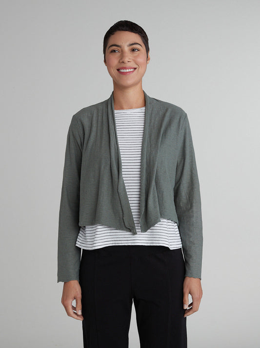 CROPPED CARDIGAN-LINEN/COTTON