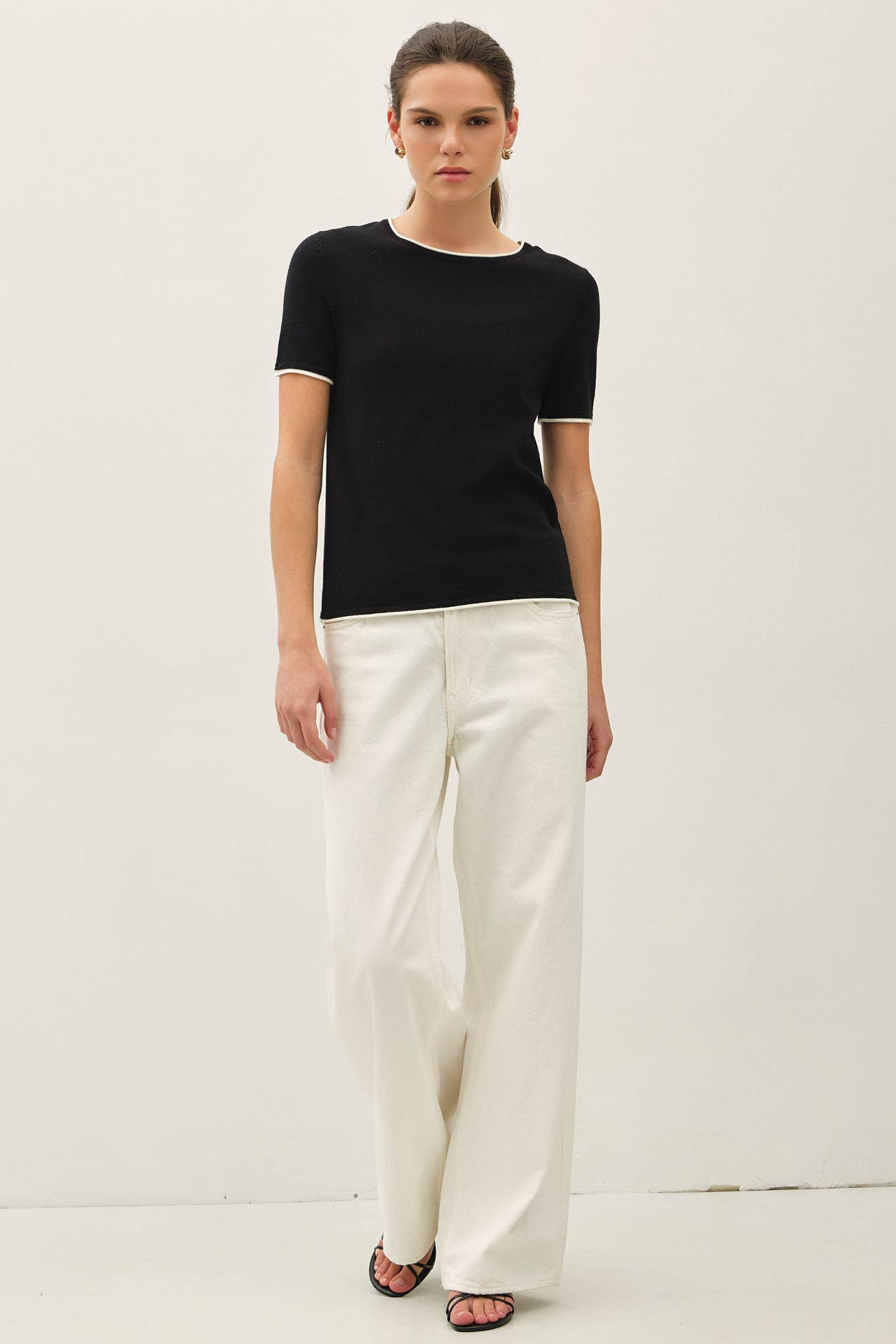 Be Cool - LAYERED LOOK ESSENTIAL SHORT SLEEVE  SWEATER TOP