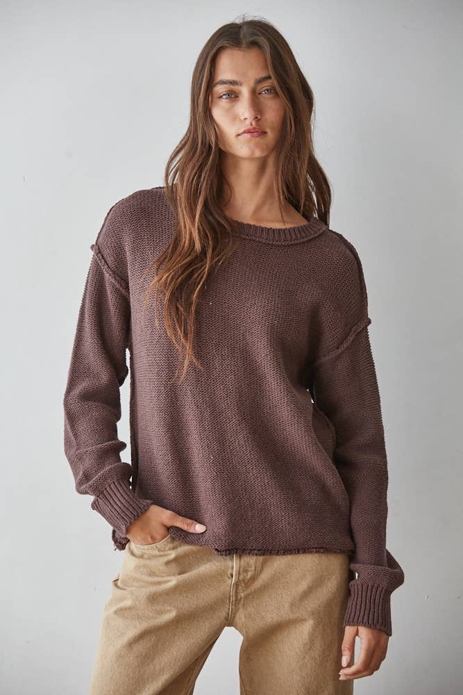 By Together - W1155 | Knit Sweater Crew Neck Long Sleeve Pullover Top