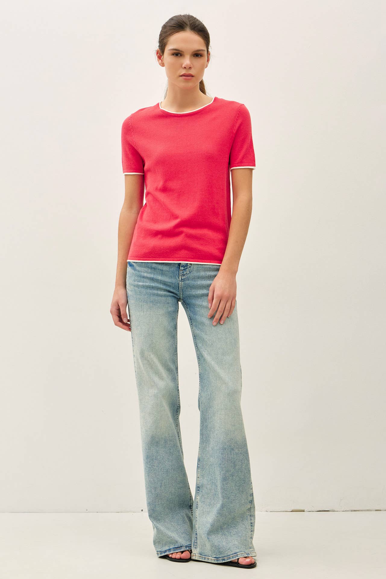 Be Cool - LAYERED LOOK ESSENTIAL SHORT SLEEVE  SWEATER TOP