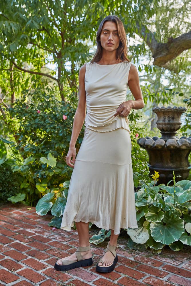 Knit Viscose Spandex Layered Sleeveless Top - By together