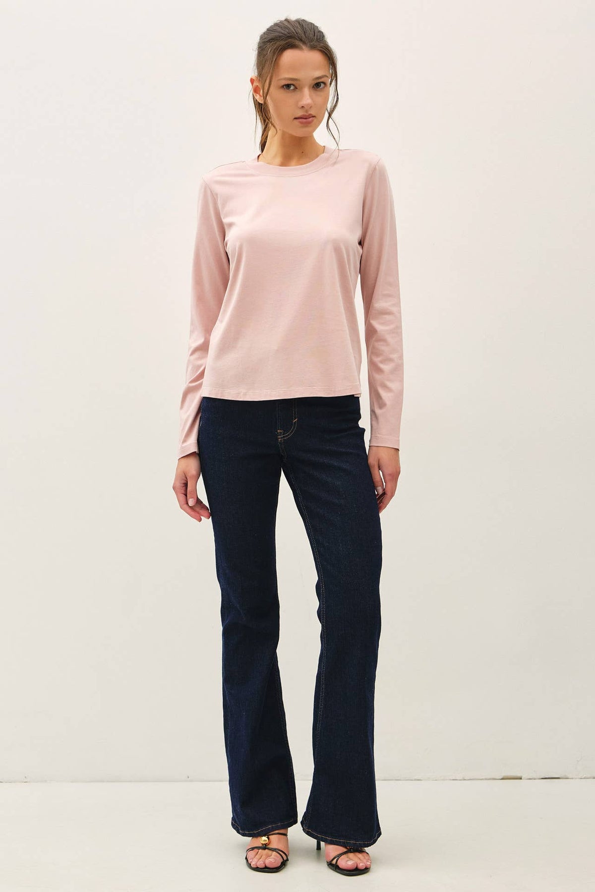Be Cool - GARMENT WASHED COTTON LONG SLEEVE BASIC TOP