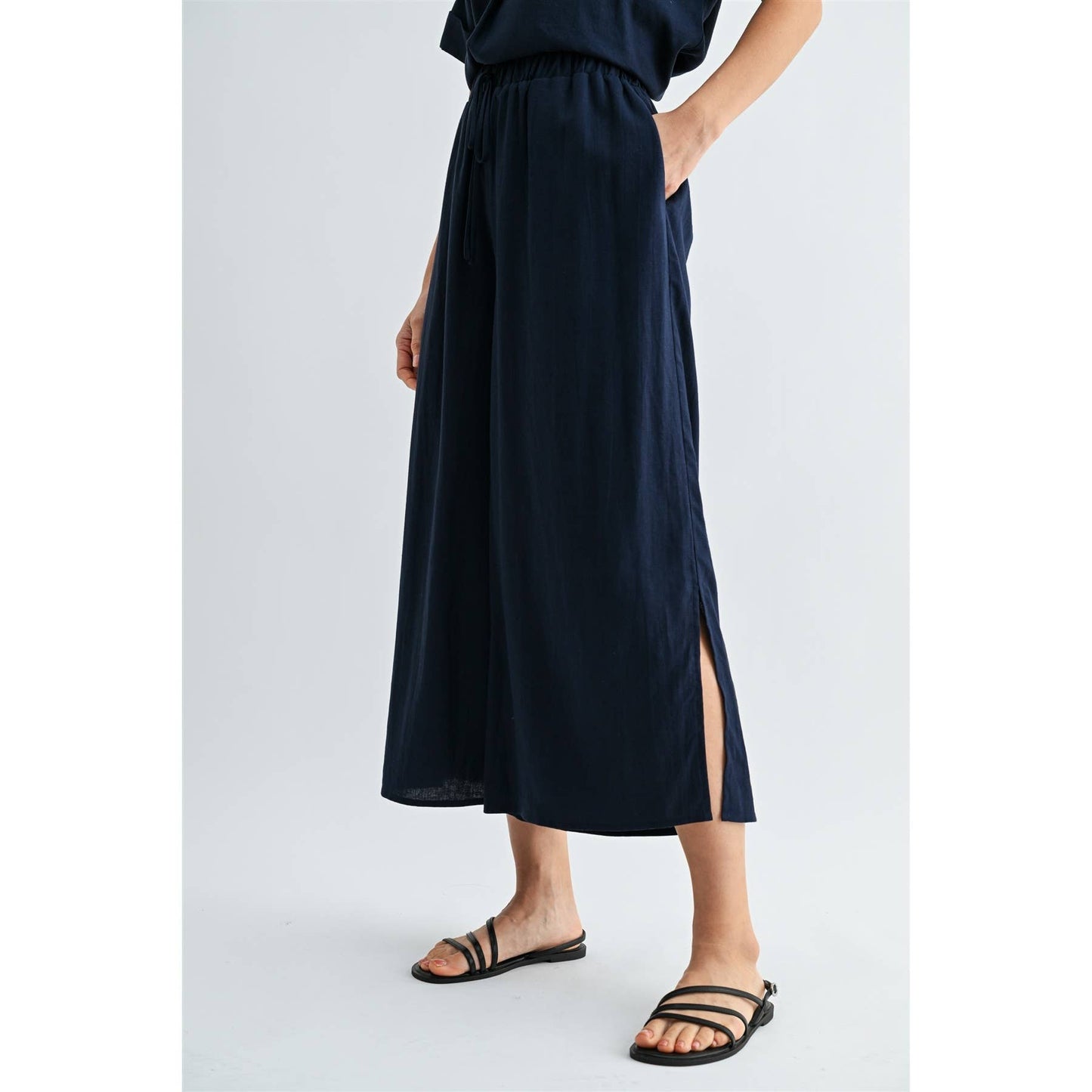 FUN2FUN - SIDE SLIT LINEN PANTS
