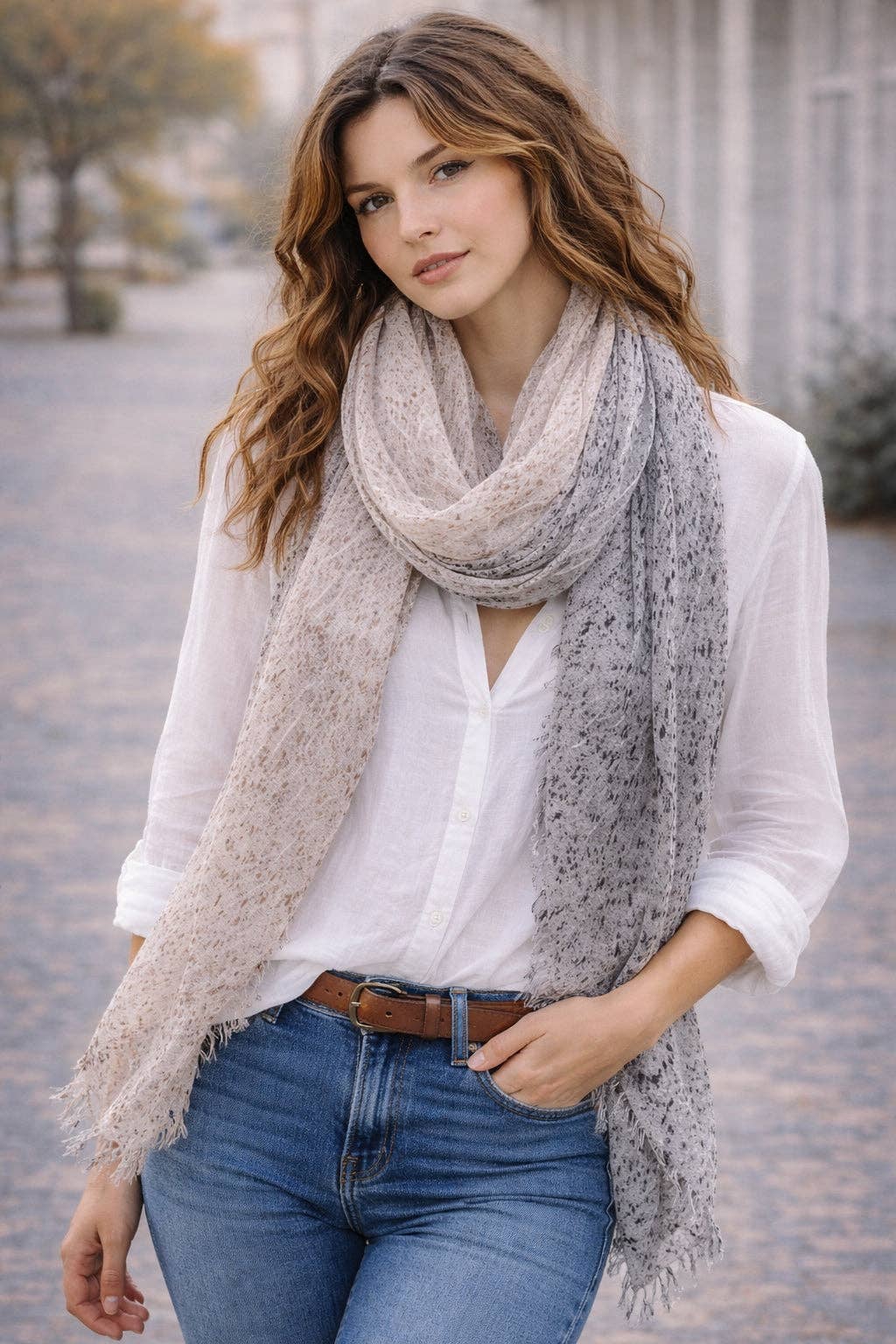 JC Sunny Fashion - JC021051 Lightweight Super Soft Two-Tone Speckled Dyed Scarf