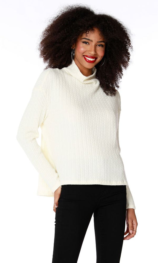 HI-LOW HEM MOCK TURTLENECK