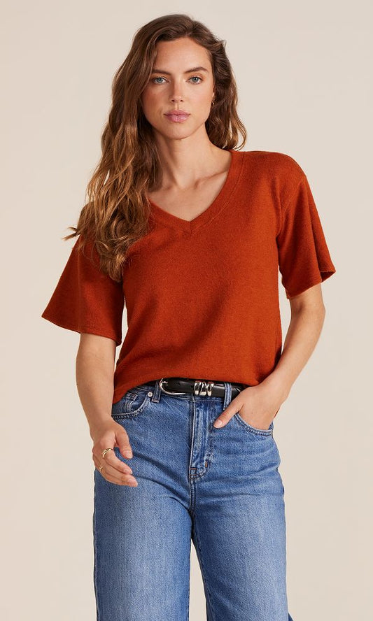 V NECK DROP SHOULDER TEE