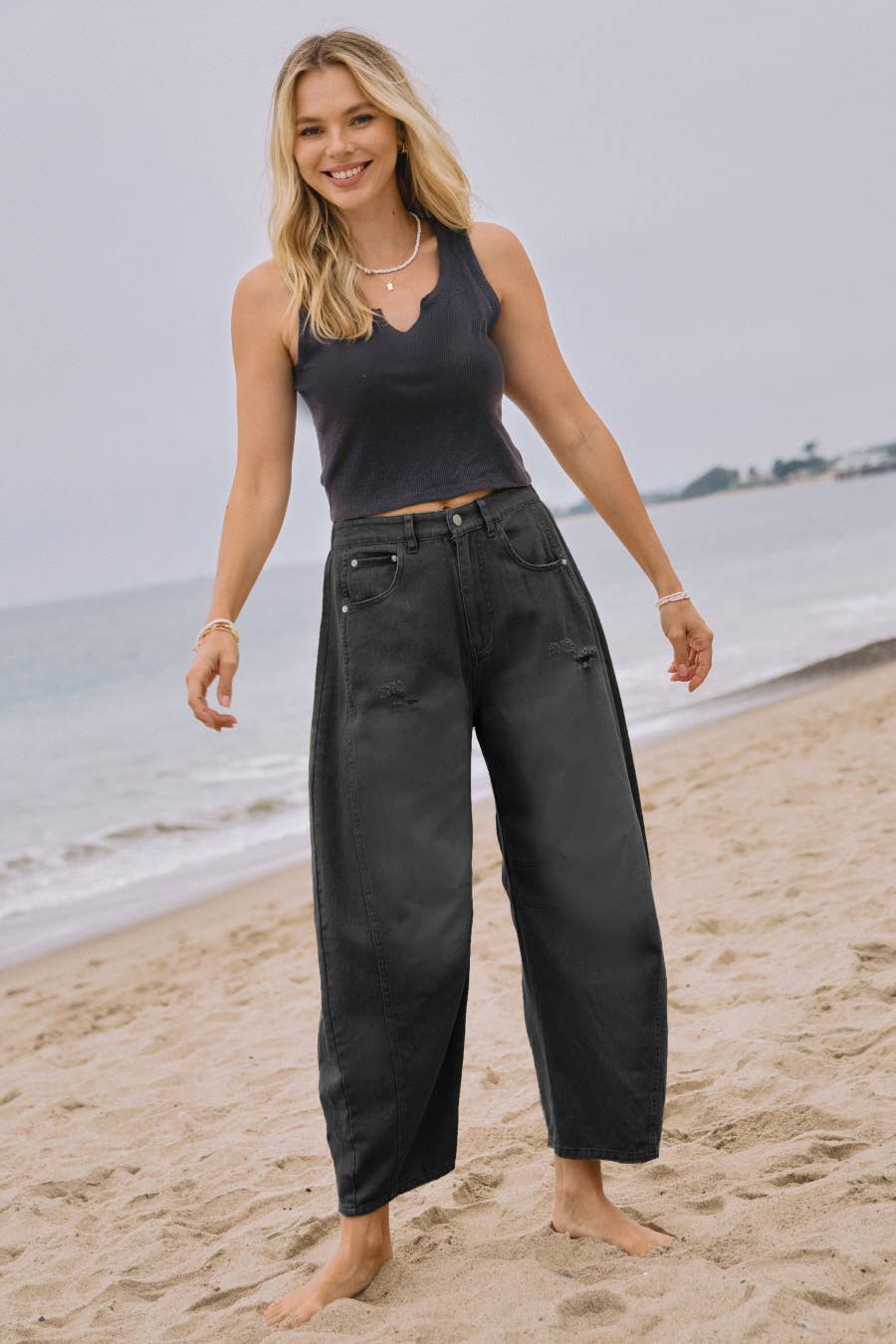 Oddi - Acid Washed Colored Barrel Denim Pants