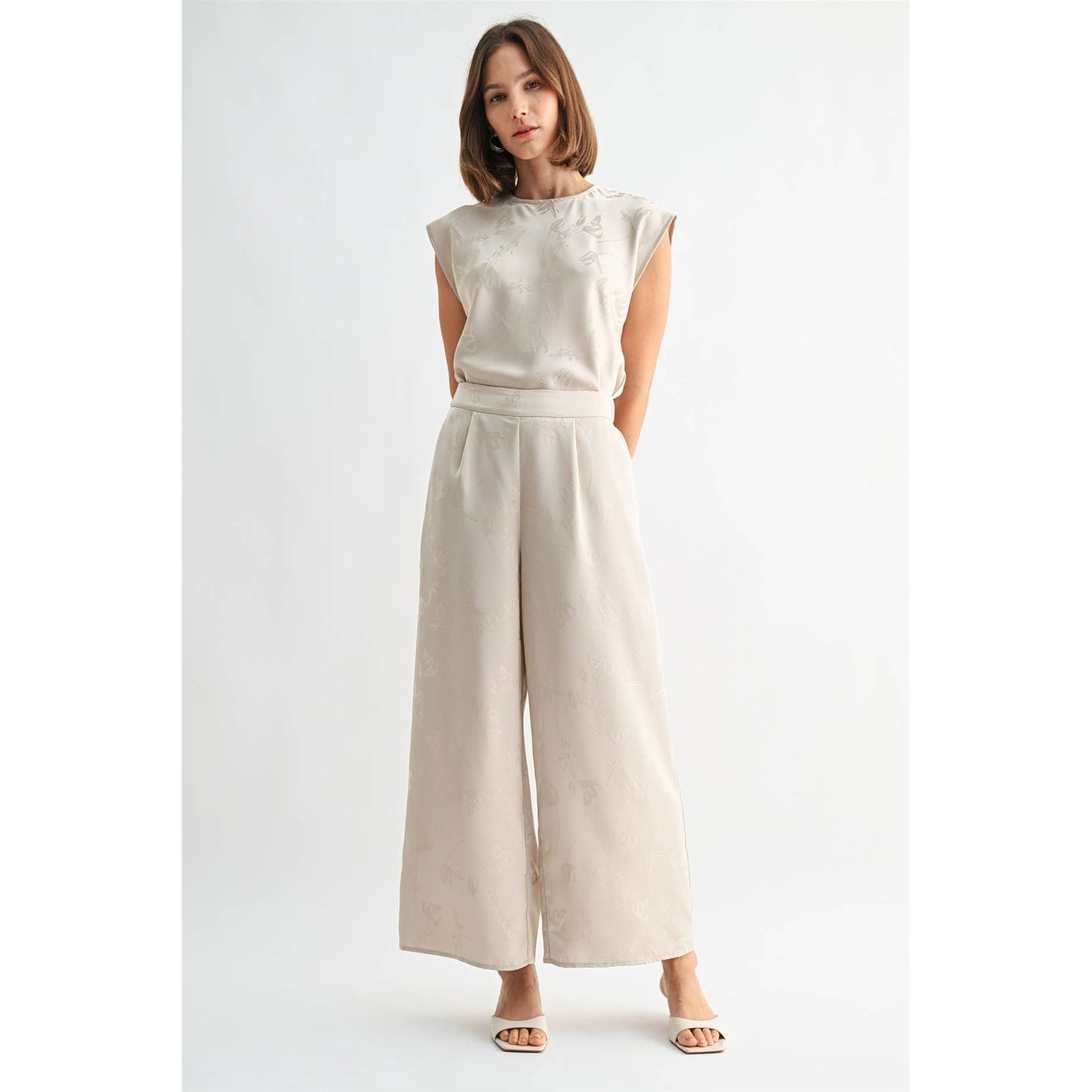 SATIN JACQUARD PANTS