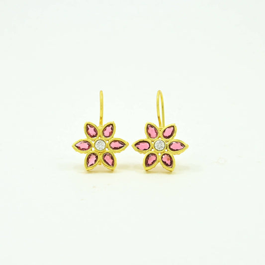 Schmuckoo Berlin - Amelia Earring Gold Plated - Pink Tourmaline & Crystal