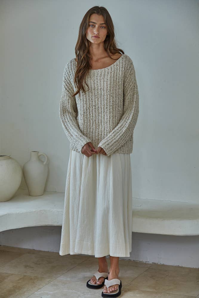 Knit Sweater Cotton Polyester Oversized Top - By Together