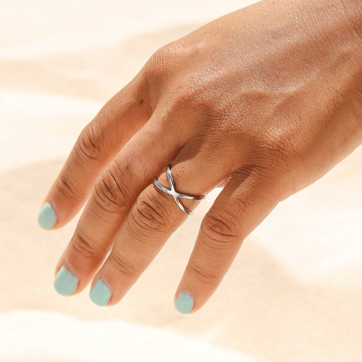18K Gold PVD Stainless Steel Atomic X Geometric Ring - WJW