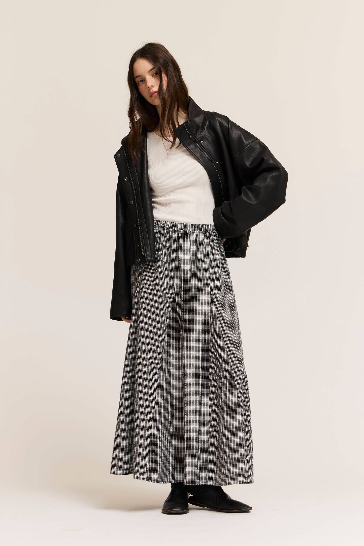 Grade & Gather - 50914 - PLAID PANEL SKIRT