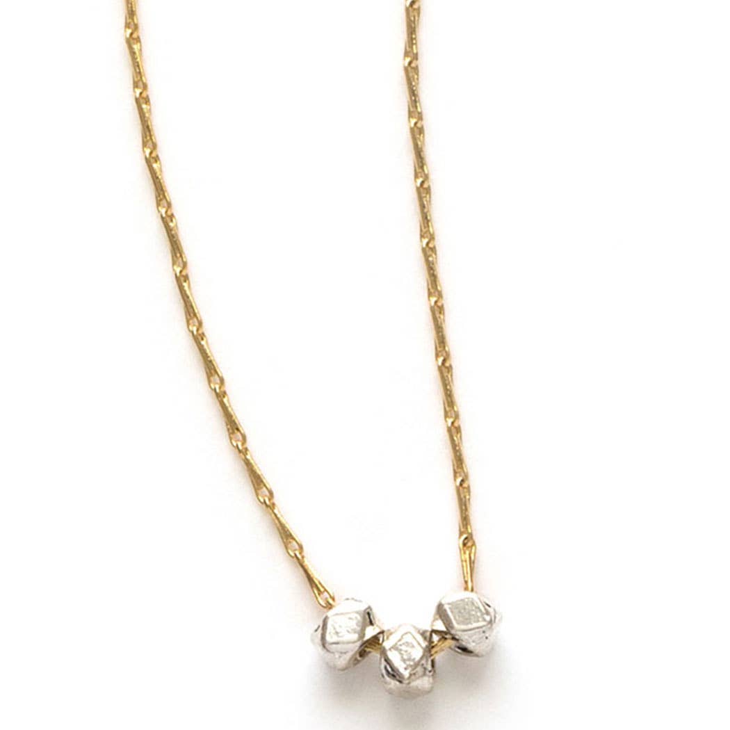 3 Tiny Faceted Beads Necklace