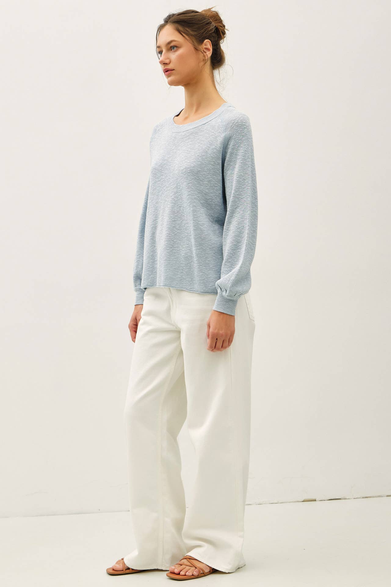 Be Cool - RAGLAN LONG SLEEVE PULLOVER SLUB YARN KNIT SWEATER