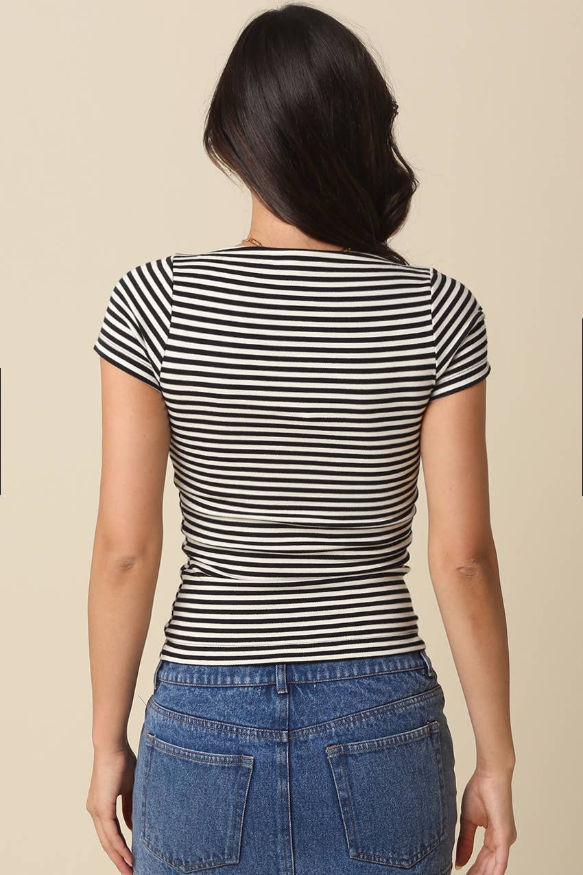 Olivaceous - Kate Striped Fitted Top