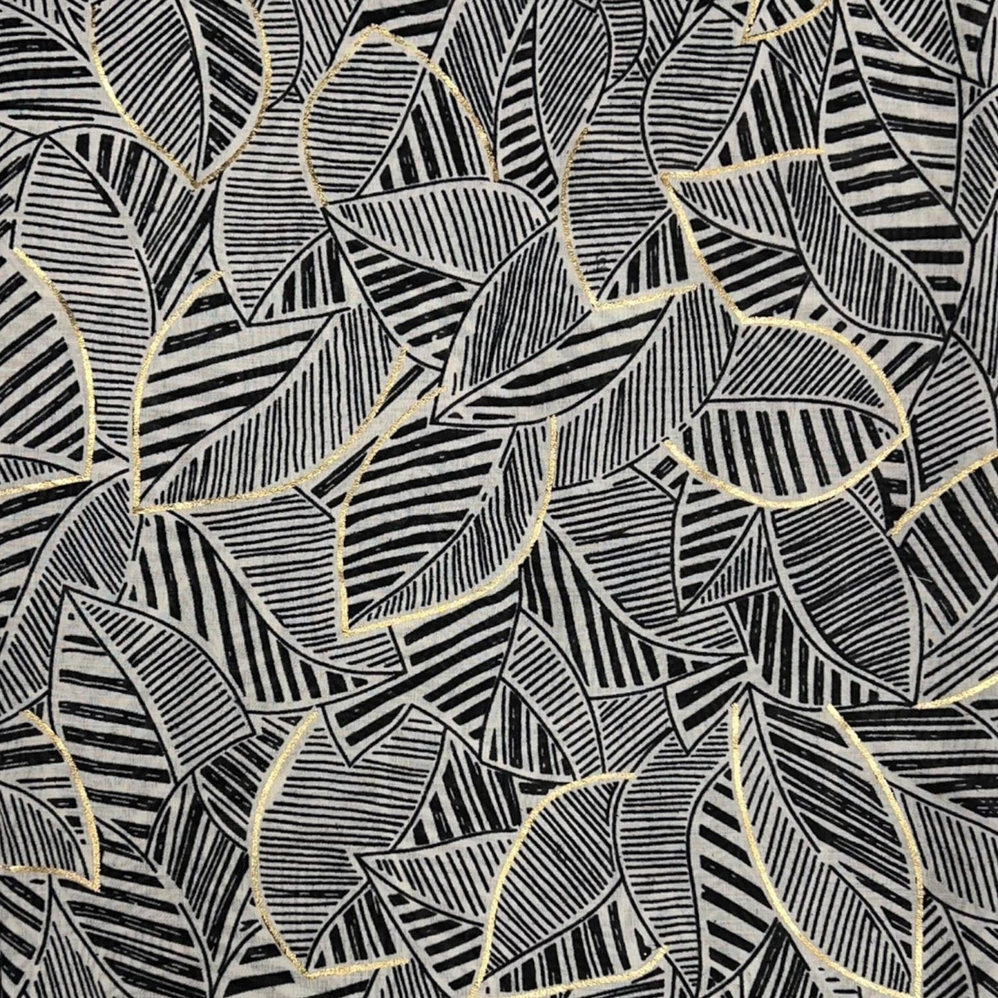London Scarves - Summer Monochrome Leaf Print Scarf