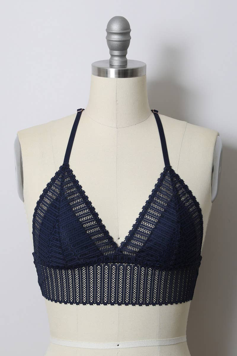 Leto Accessories - Ribbed Lace Boho Racerback Bralette