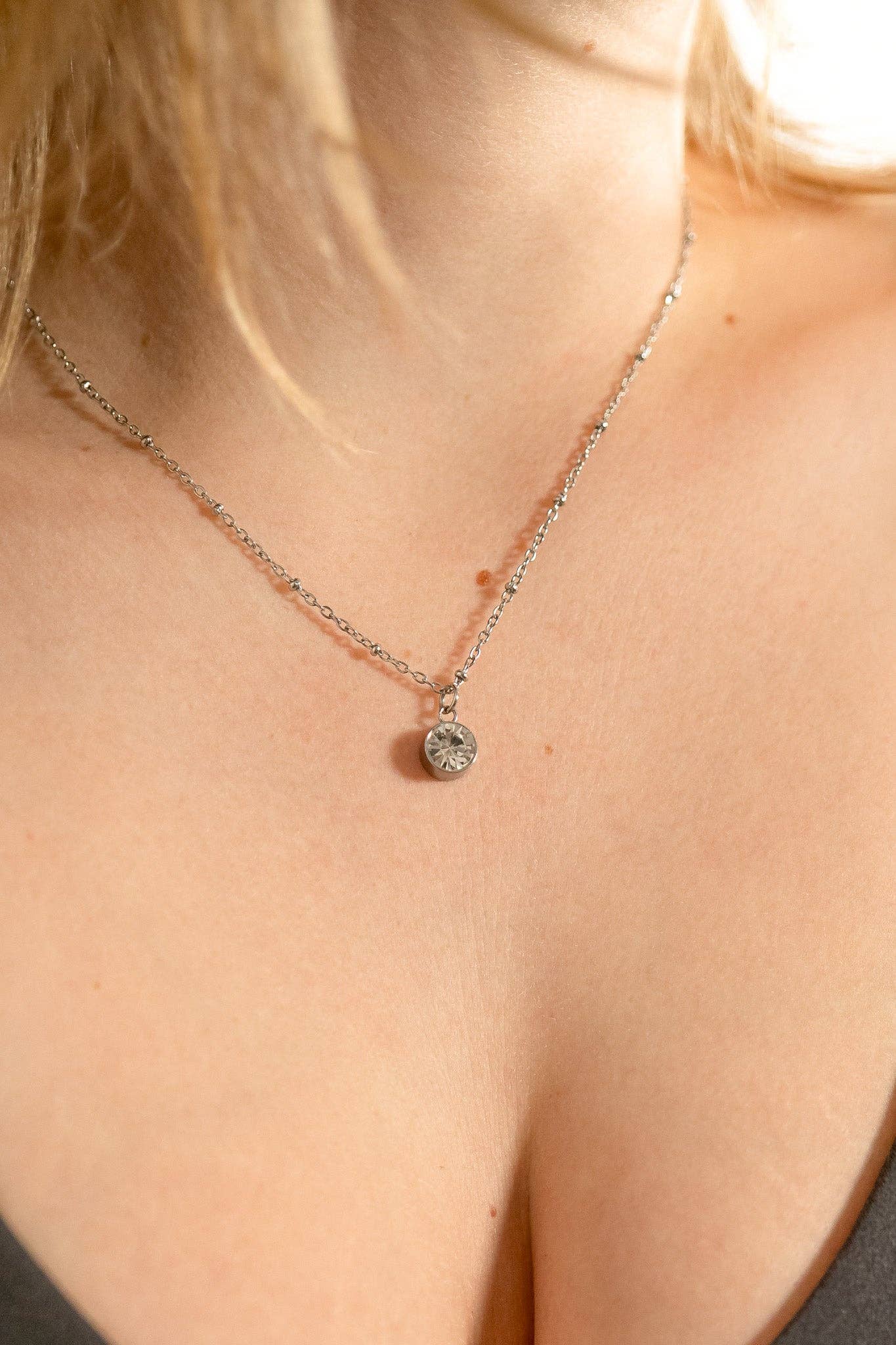 Stainless Steel Round Birthstone Charm (8mm)