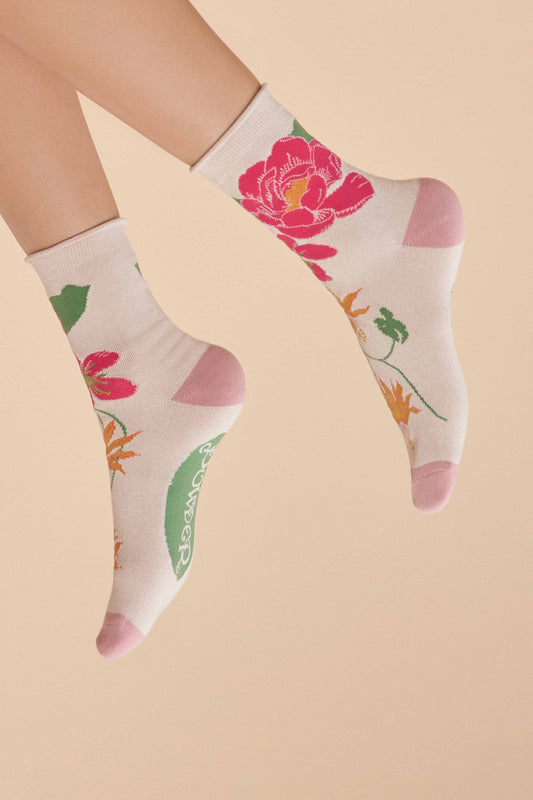 Powder Design inc - Tropical Flora Ankle Socks - Coconut