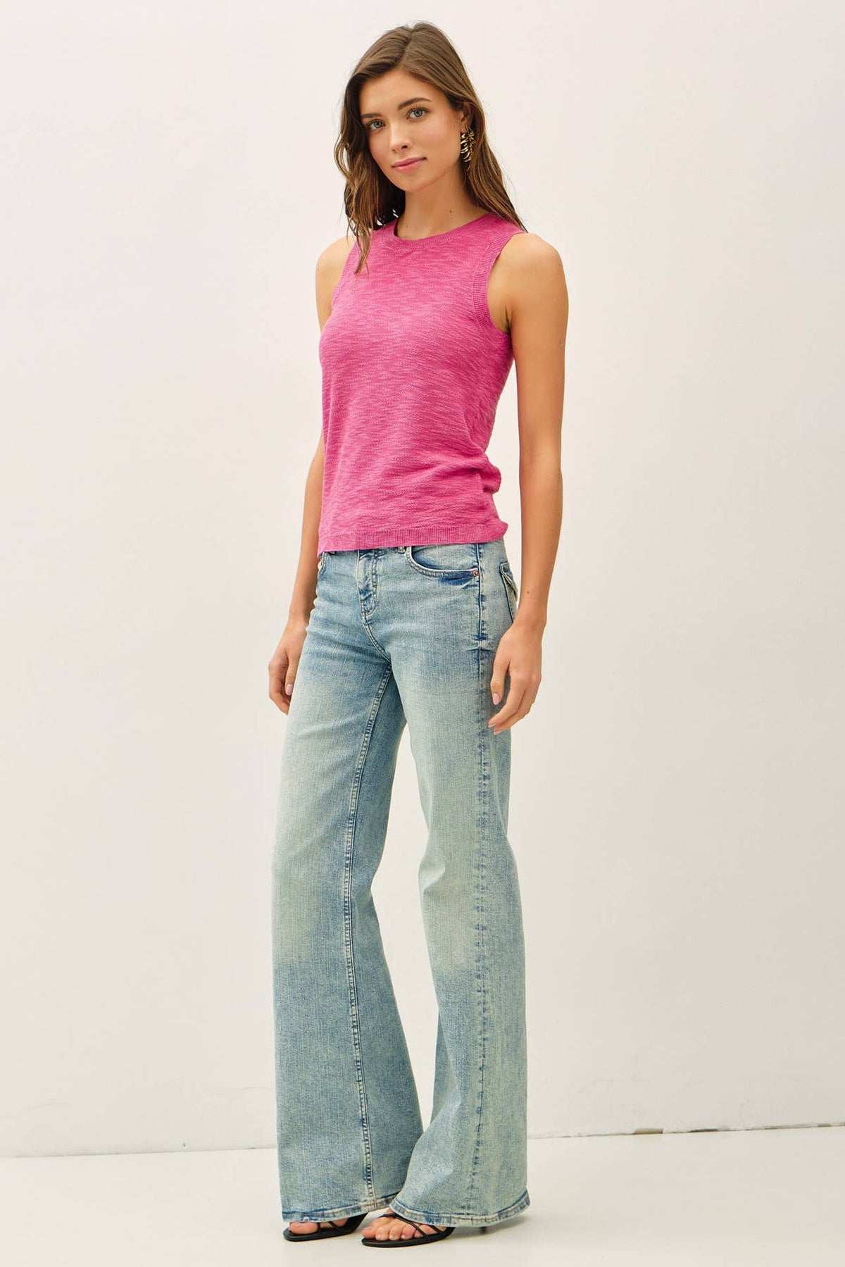Be Cool - [NEW COLOR]ROUND NECK SLEEVELESS SLUB KNIT TOP