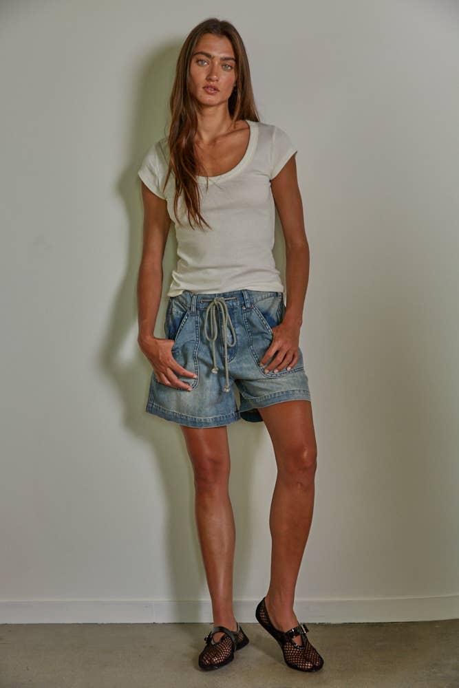 RJ3400 | Knit Cotton Spandex Ribbed Short Sleeve Round Neck