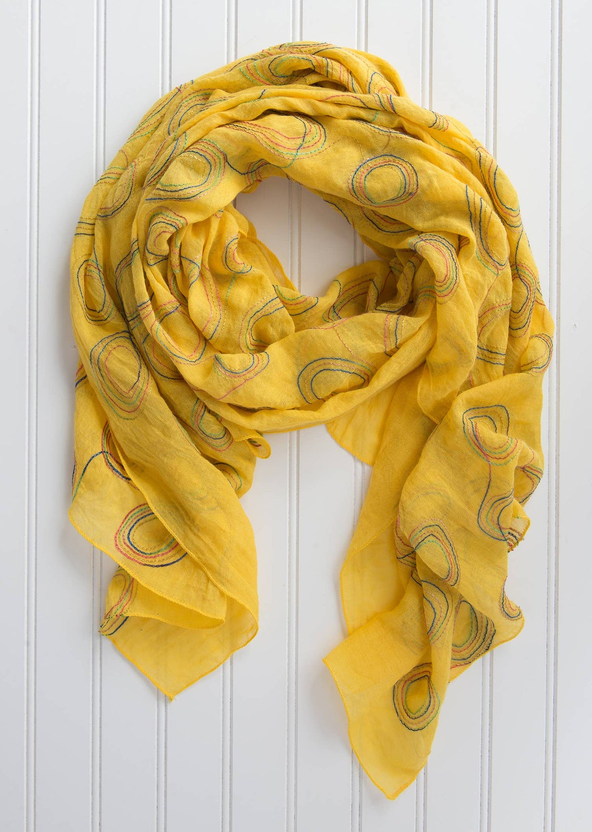 Chloe & Lex - Rainbow Embroidered Loops Scarf – Cotton Blend